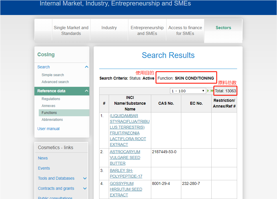 中國和歐盟化妝品原料使用目的對(duì)比